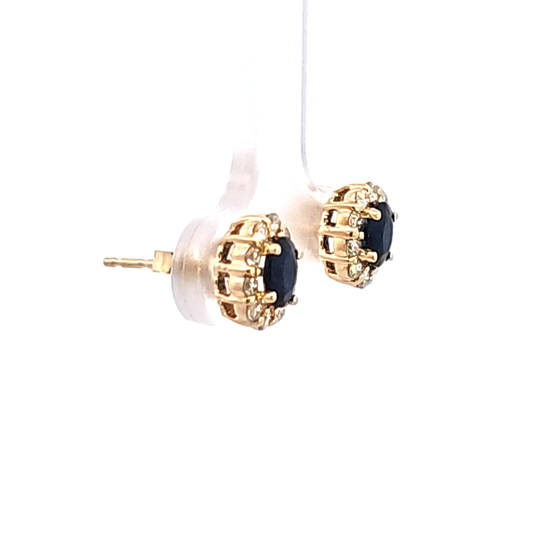 14KY Blue Sapphire and Diamond Earrings