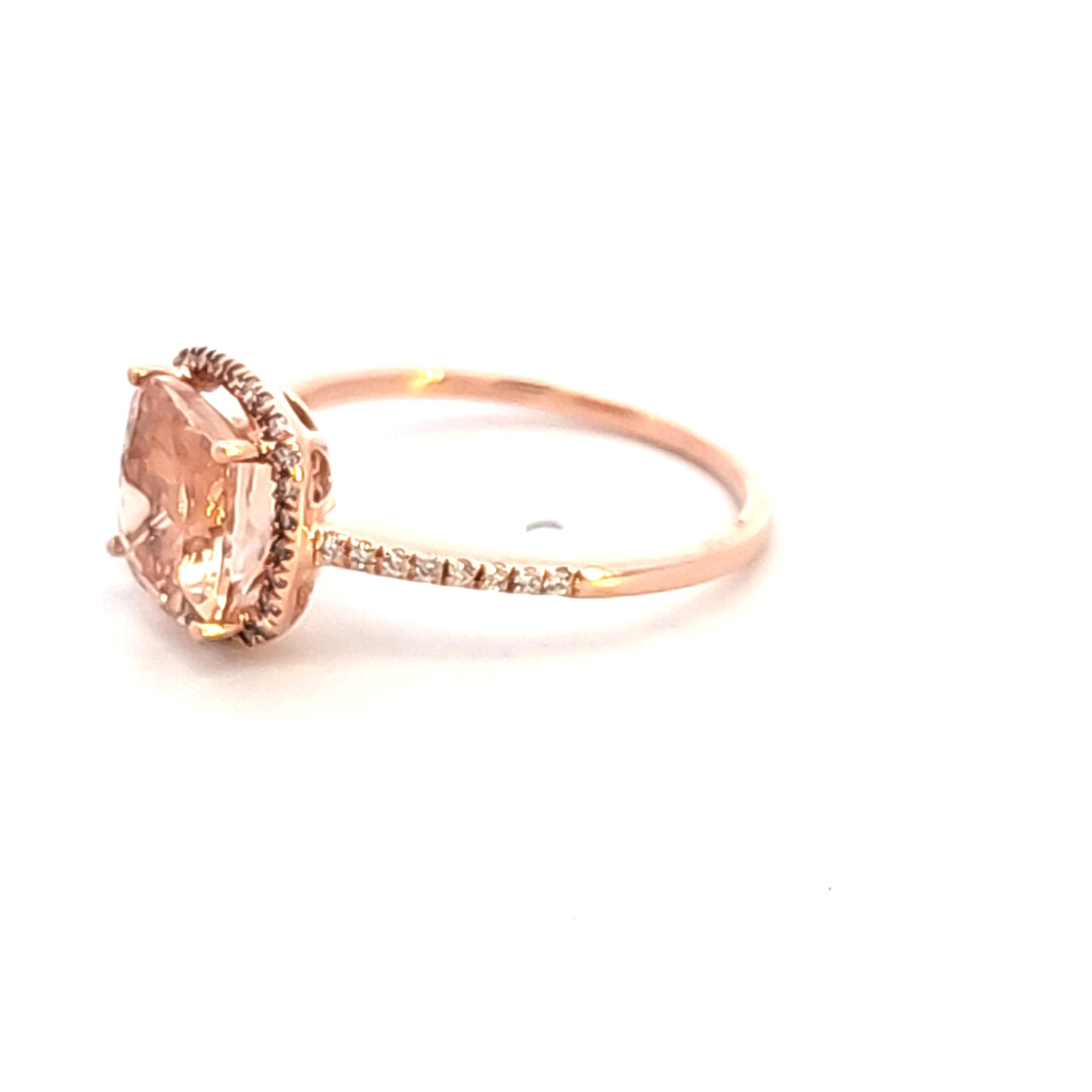 14KR Pink Morganite and Diamond Ring