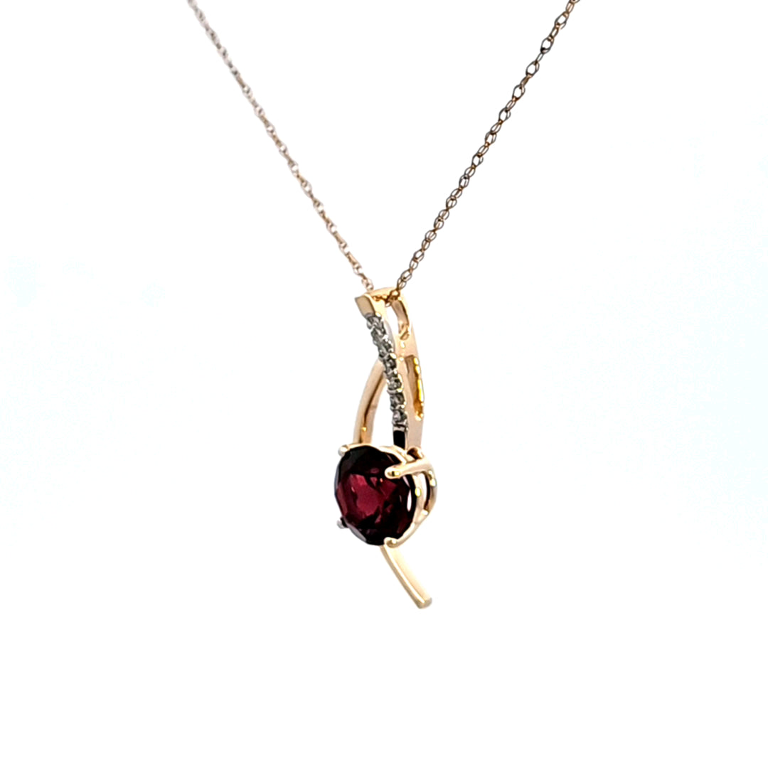 14KY Garnet and Diamond Pendant