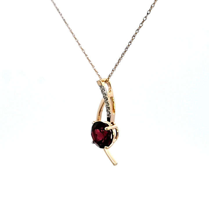 14KY Garnet and Diamond Pendant