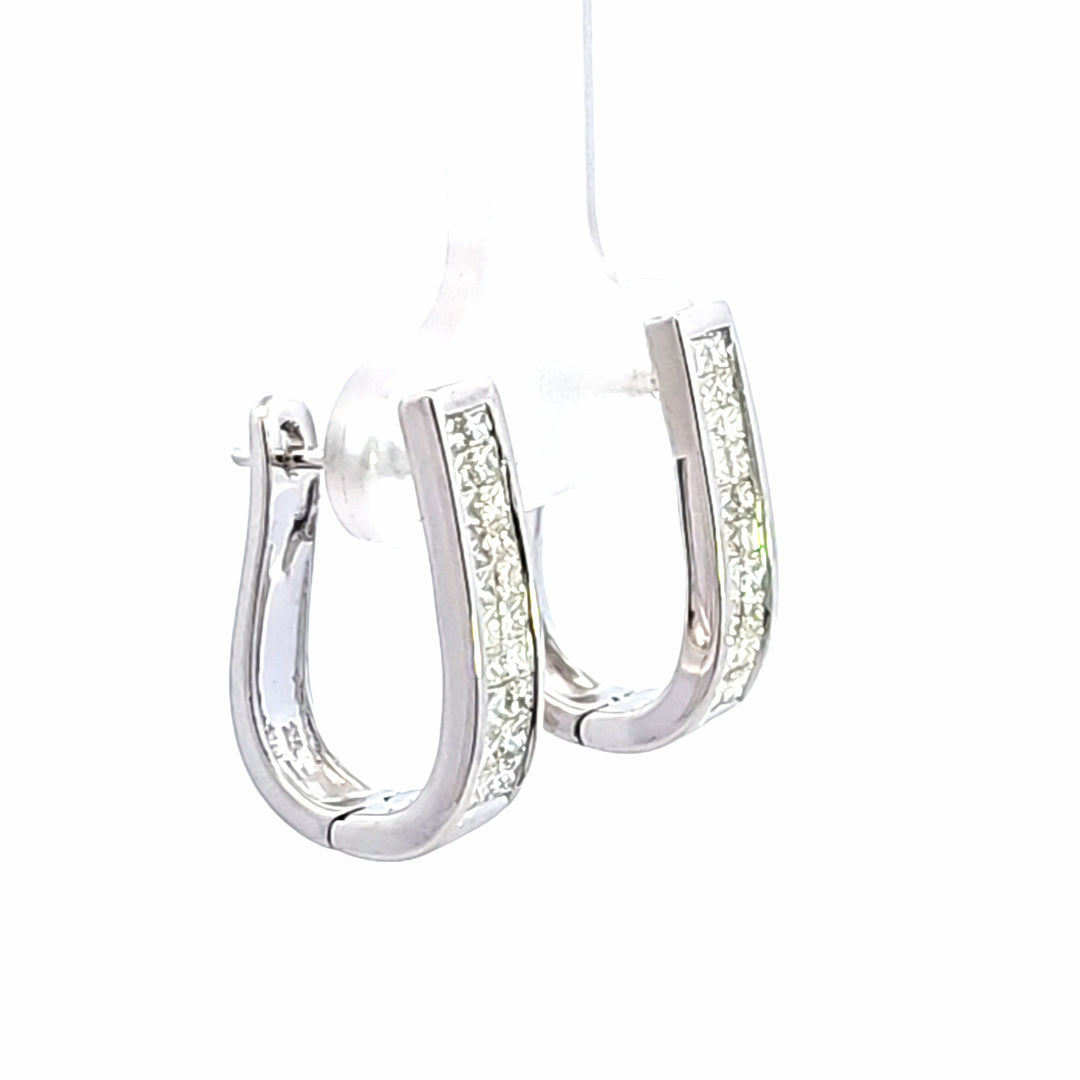 14KW Princess Cut Diamond Hoop Earrings