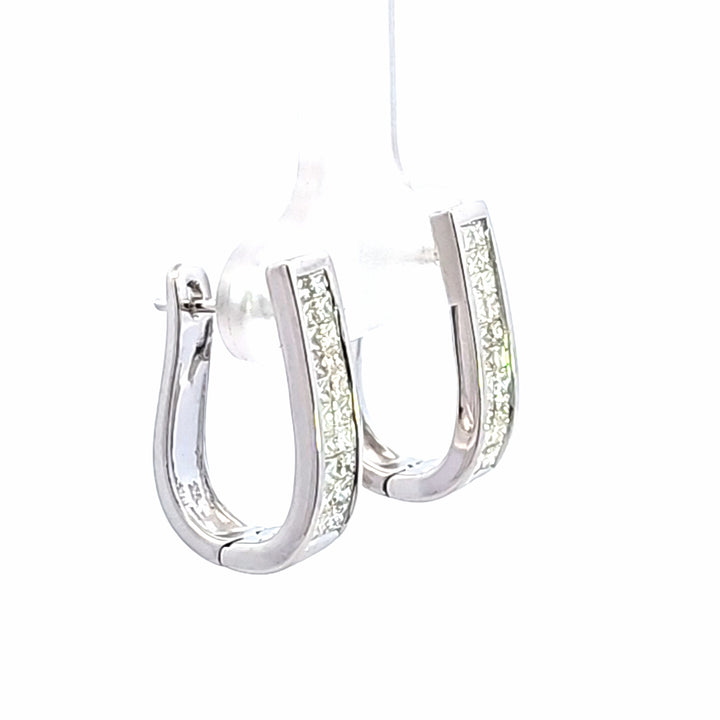 14KW Princess Cut Diamond Hoop Earrings