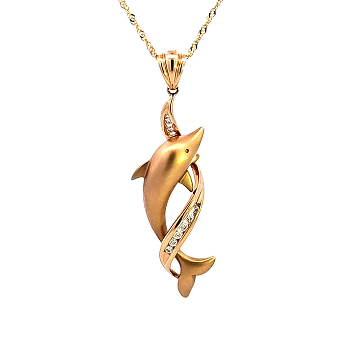 14KY Diamond Dolphin Pendant