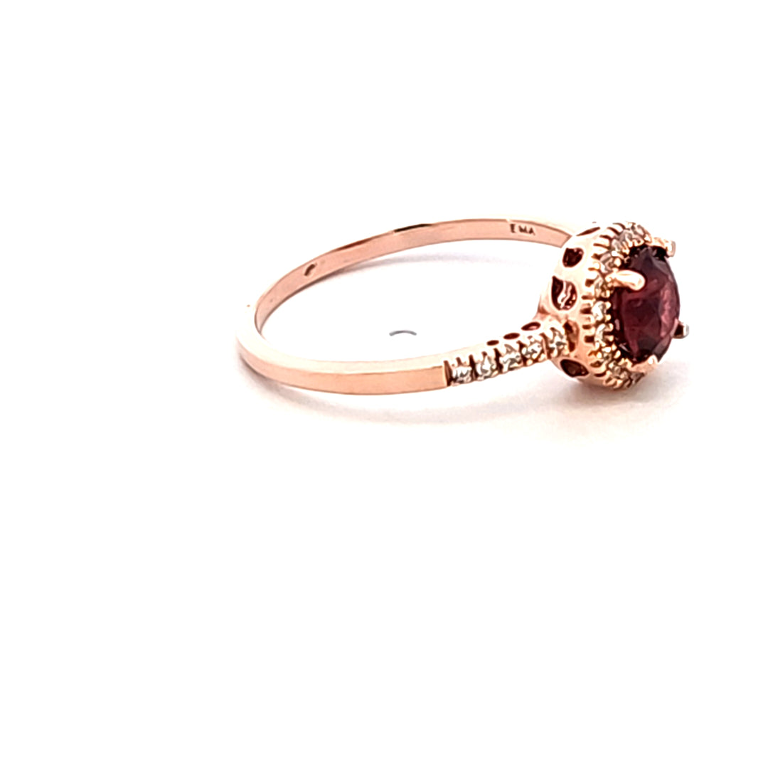 14KR Garnet and Diamond Estate Ring