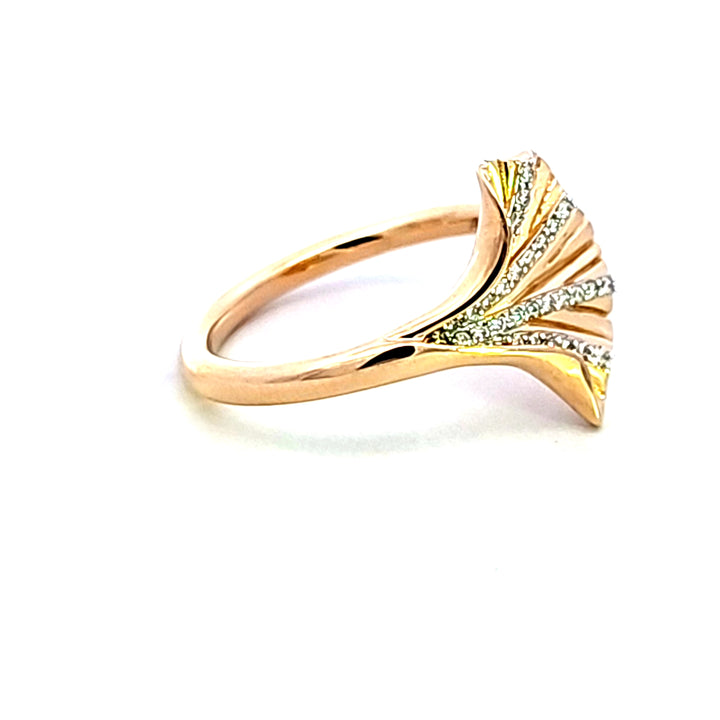 14KY Diamond Gingko Leaf Ring