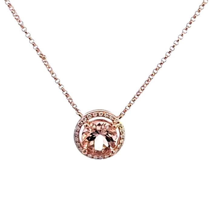 14KR Pink Morganite and Diamond Necklace