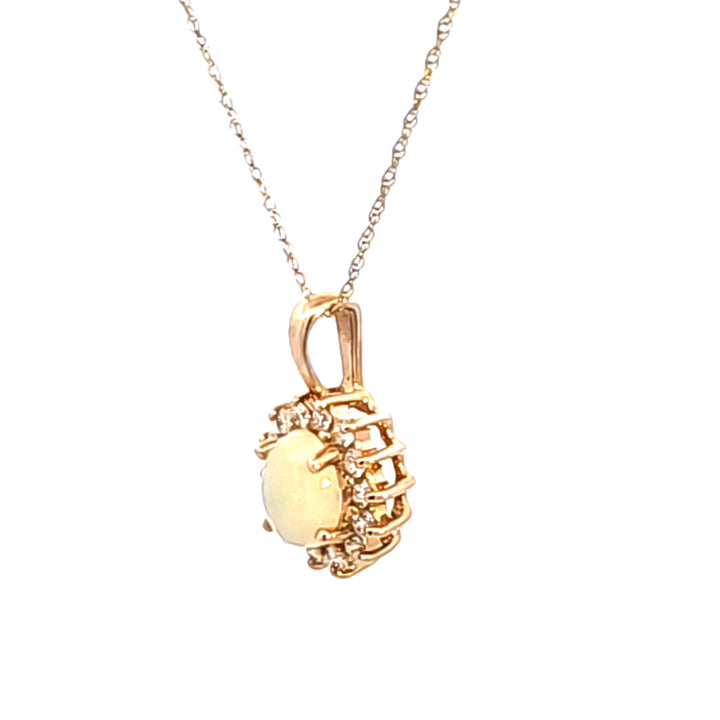 14KY Opal and Diamond Pendant