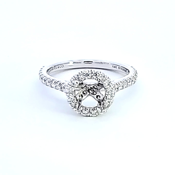 14KW Diamond Halo Semi Mount Engagement Ring
