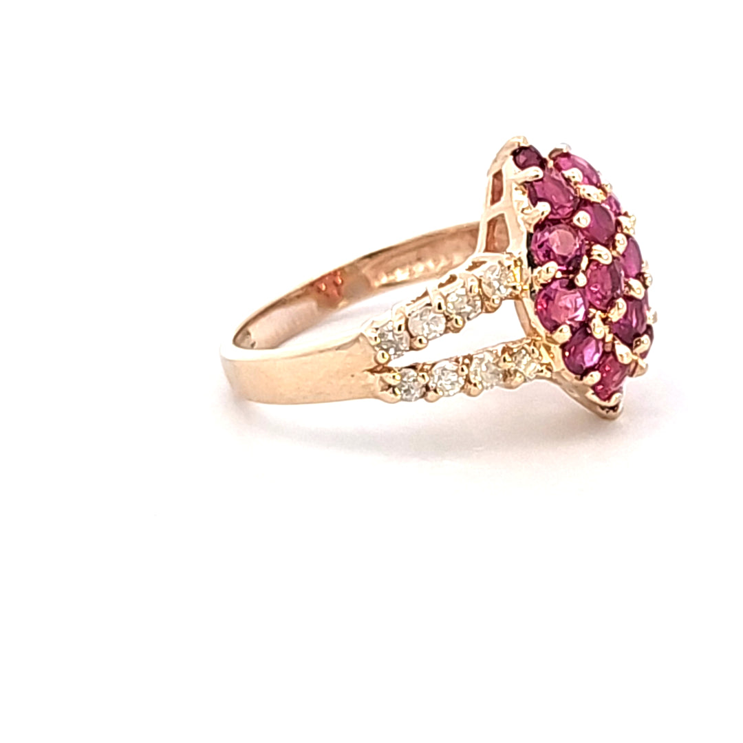 10KY Ruby and Diamond Cluster Estate Ring