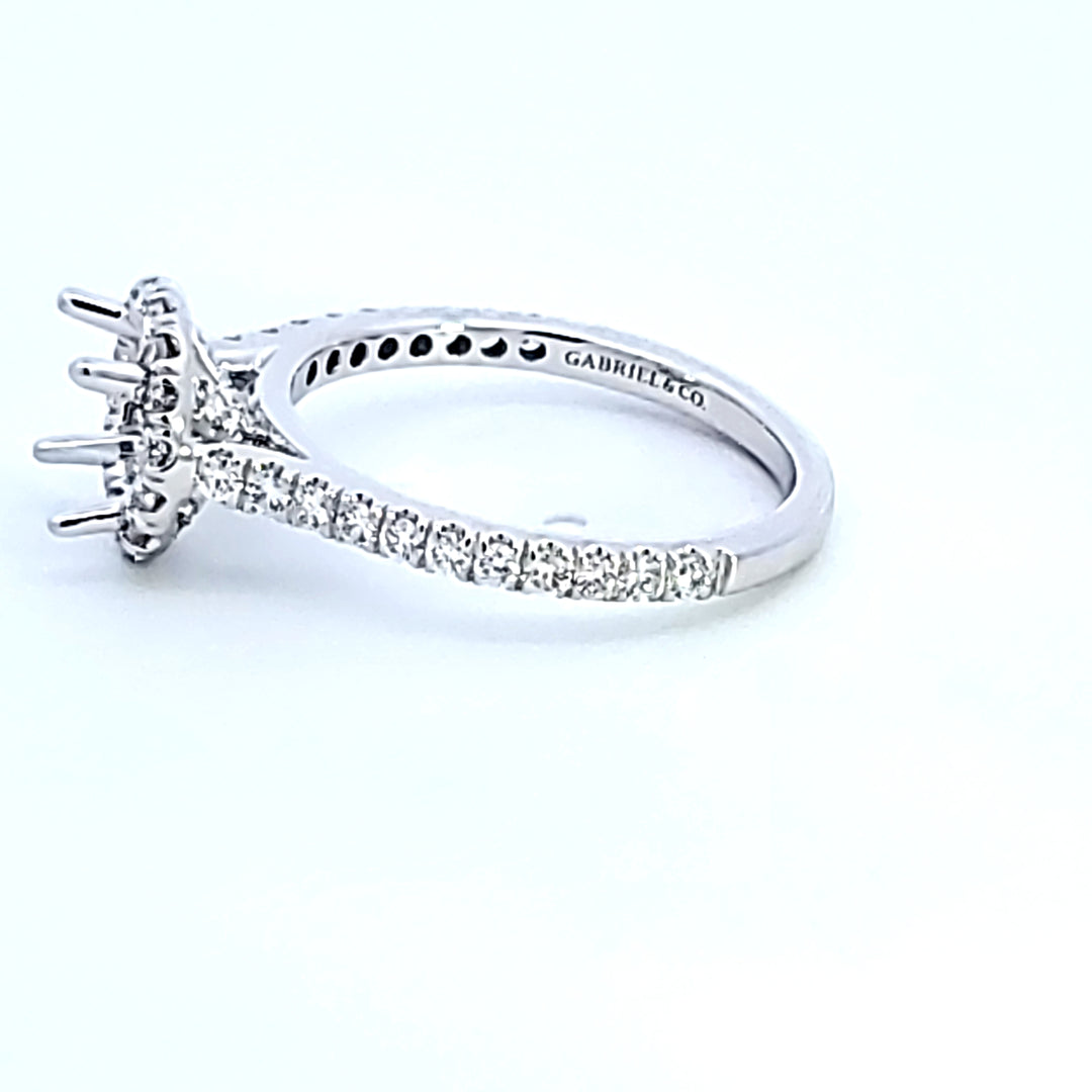14KW Diamond Halo Semi Mount Engagement Ring