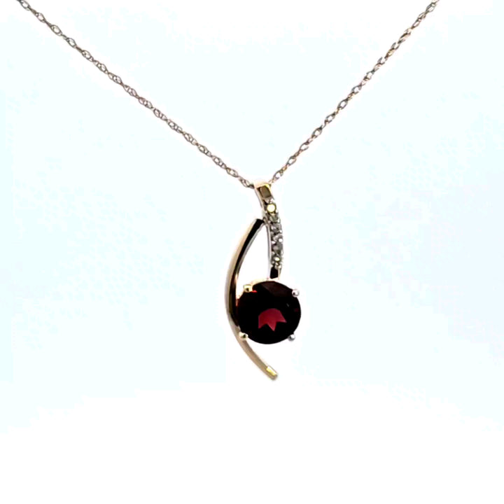 14KY Garnet and Diamond Pendant