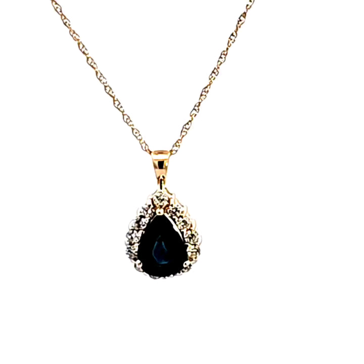 14KY Sapphire and Diamond Pendant