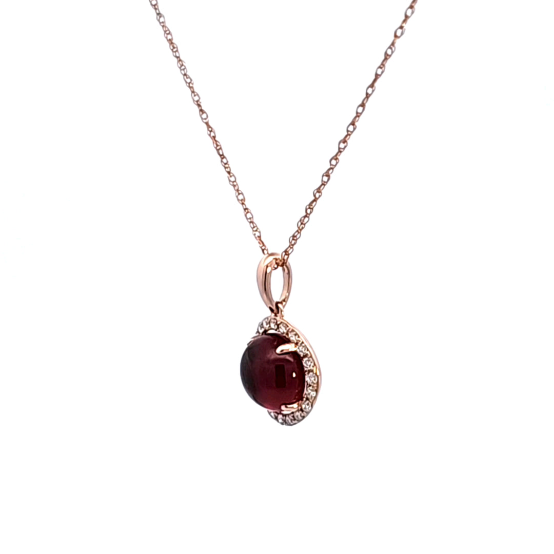 14KR Garnet and Diamond Pendant