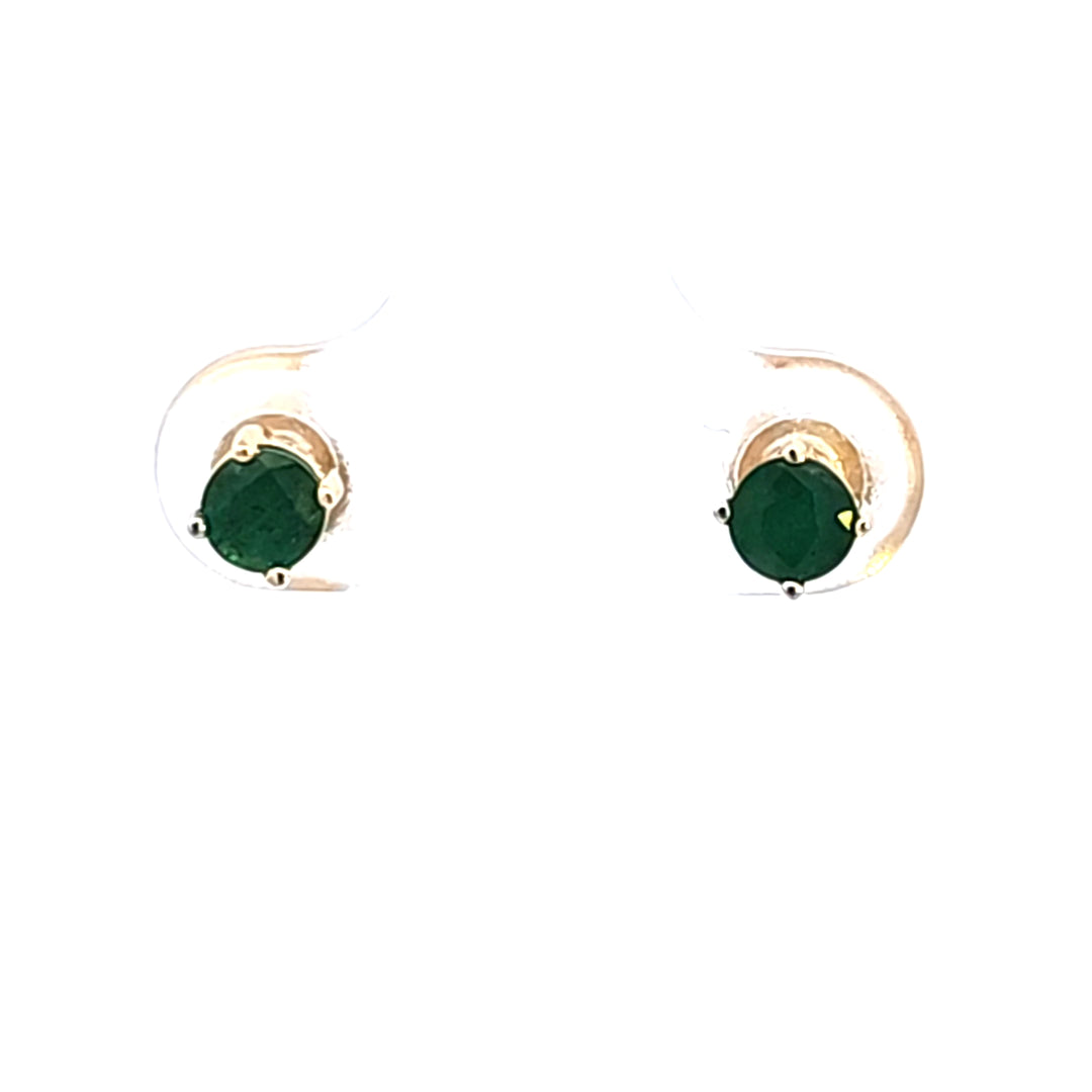 14KY Emerald Stud Earrings