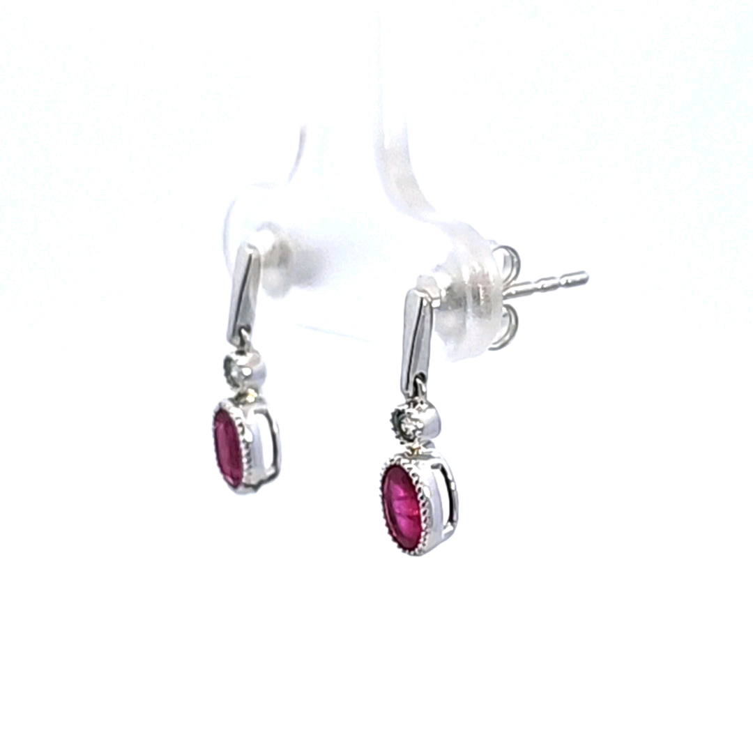 14KW Ruby and Diamond Earrings