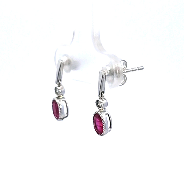 14KW Ruby and Diamond Earrings