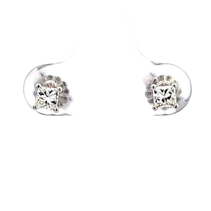 14KW 1/3 ctw Princess Cut Diamond Stud Earrings