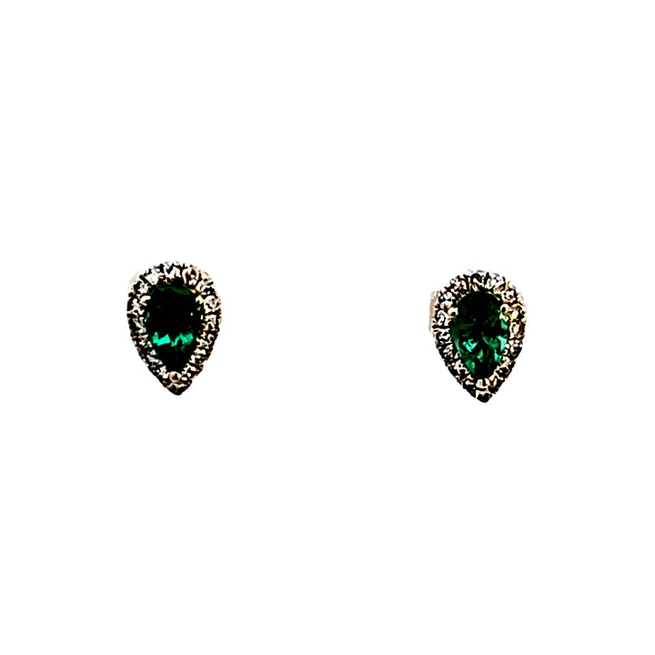 10KY Pear Emerald and Diamond Earrings