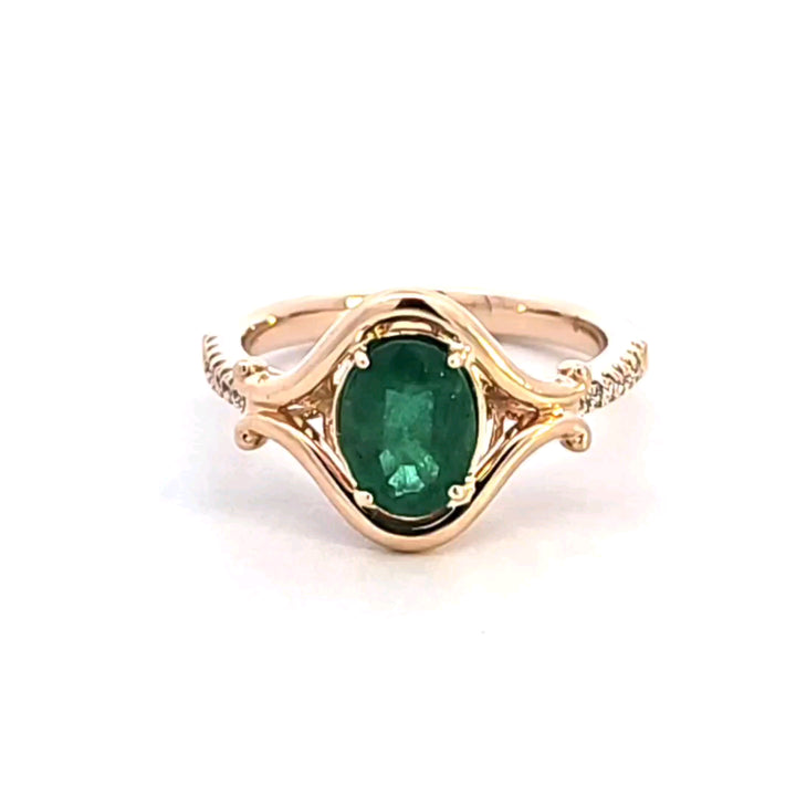 14KY Emerald and Diamond Ring