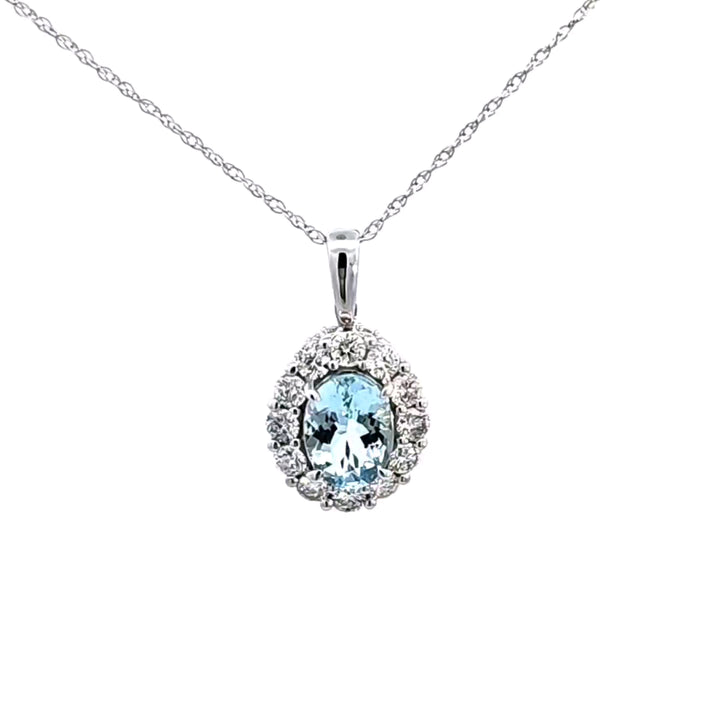 14KW Aquamarine and Diamond Pendant