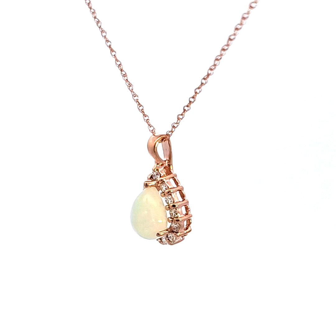14KR Opal and Diamond Pendant