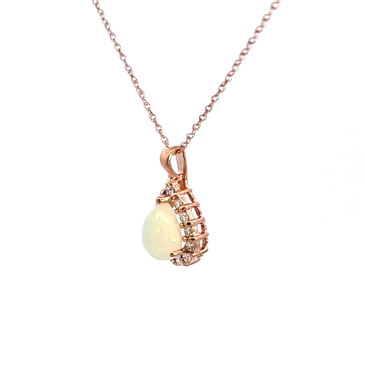 14KR Opal and Diamond Pendant