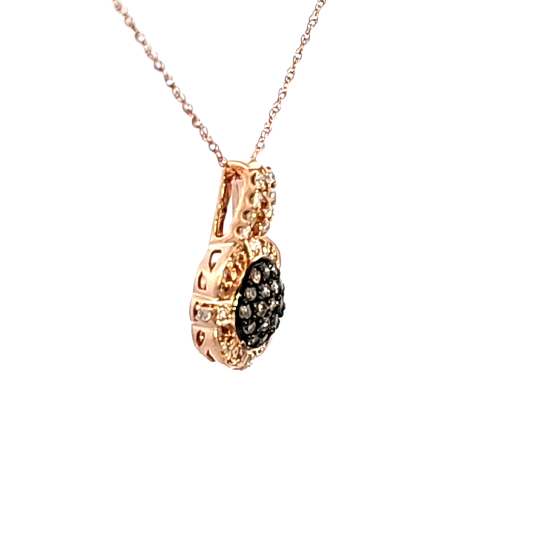 14KR Chocolate and White Diamond Pendant