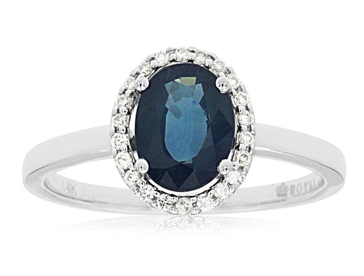 14KW Blue Sapphire and Diamond Ring