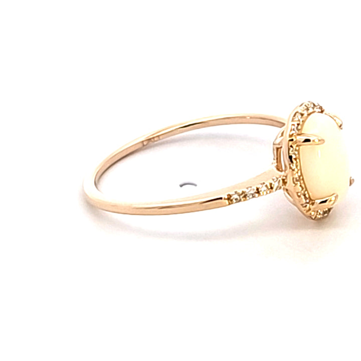 14KY Oval Australian Opal and Diamond Ring