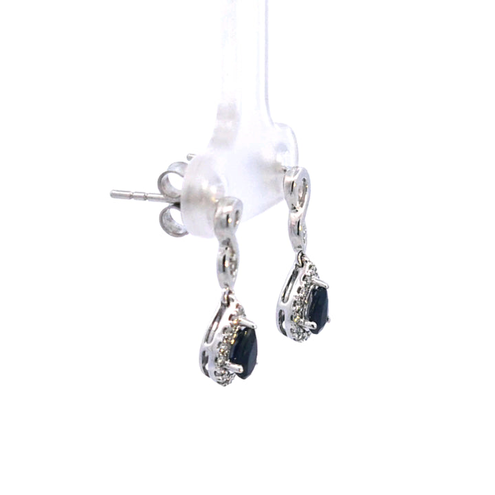 14KW Pear Sapphire and Diamond Drop Earrings
