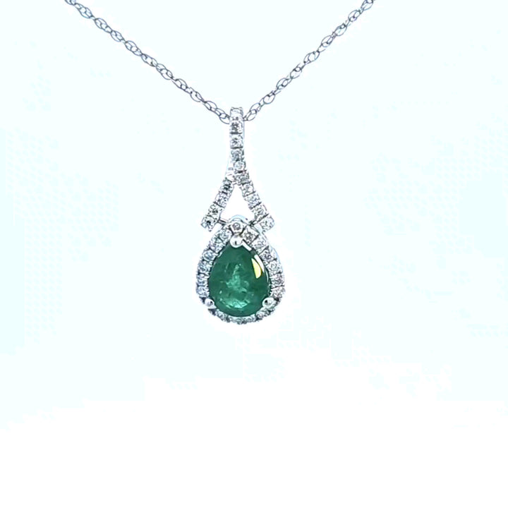 14KW Emerald and Diamond Pendant