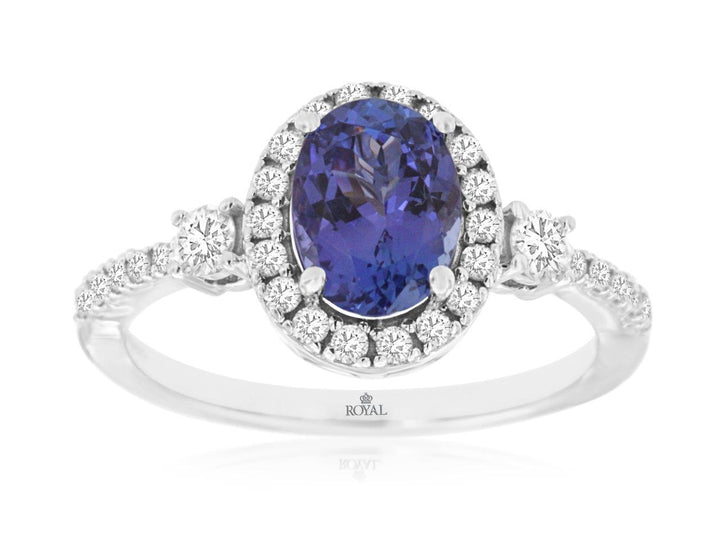14KW Oval Tanzanite and Diamond Fashion Ring