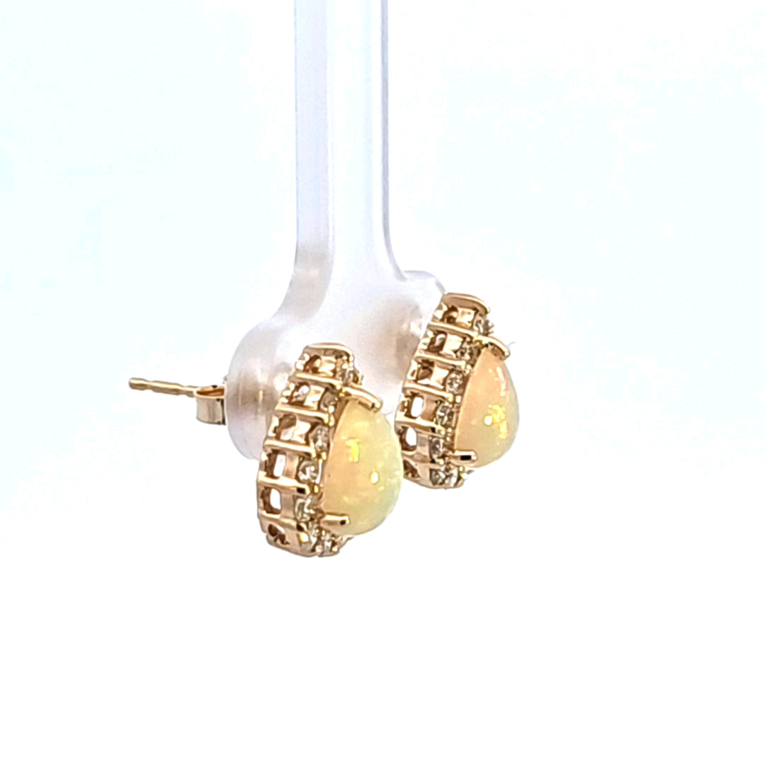 14KY Pear Opal and Diamond Earrings