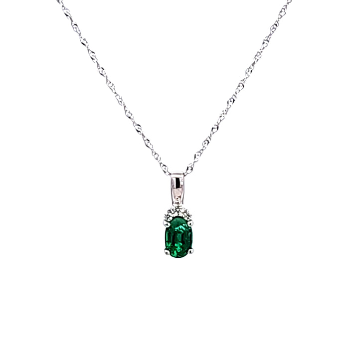14KW Oval Emerald and Diamond Pendant
