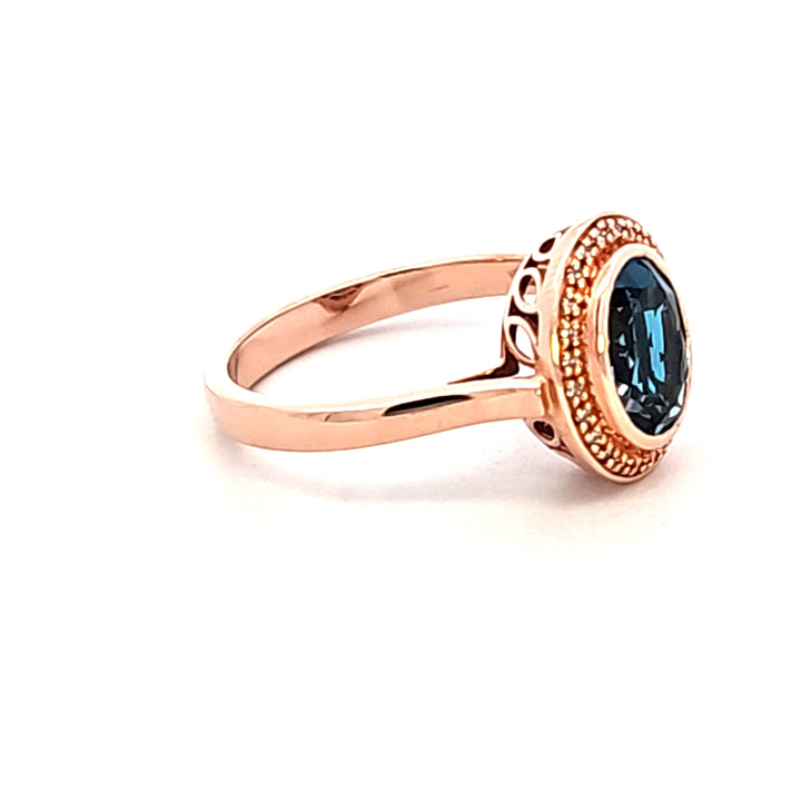 14KR Blue Topaz and Diamond Estate Ring