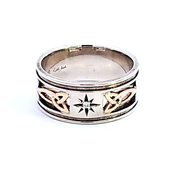 Sterling Silver and 10K Yellow Gold Trinity Ring