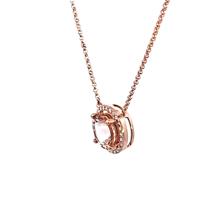 14KR Pink Morganite and Diamond Necklace