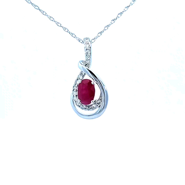 14KW Ruby and Diamond Pendant