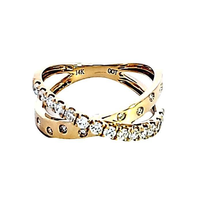 14KY Diamond Criss Cross Fashion Ring