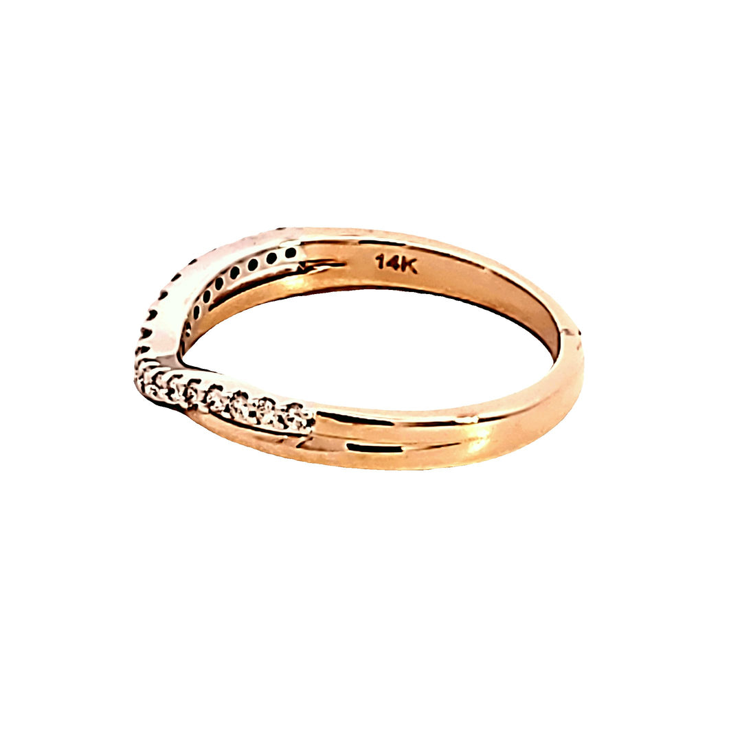 14KTT Diamond Contour Wedding Band