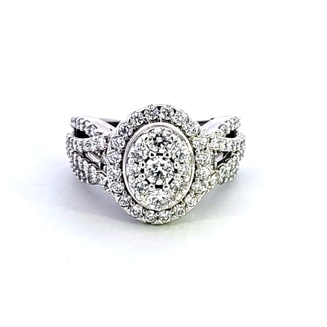 14KW Diamond Cluster Engagement Ring