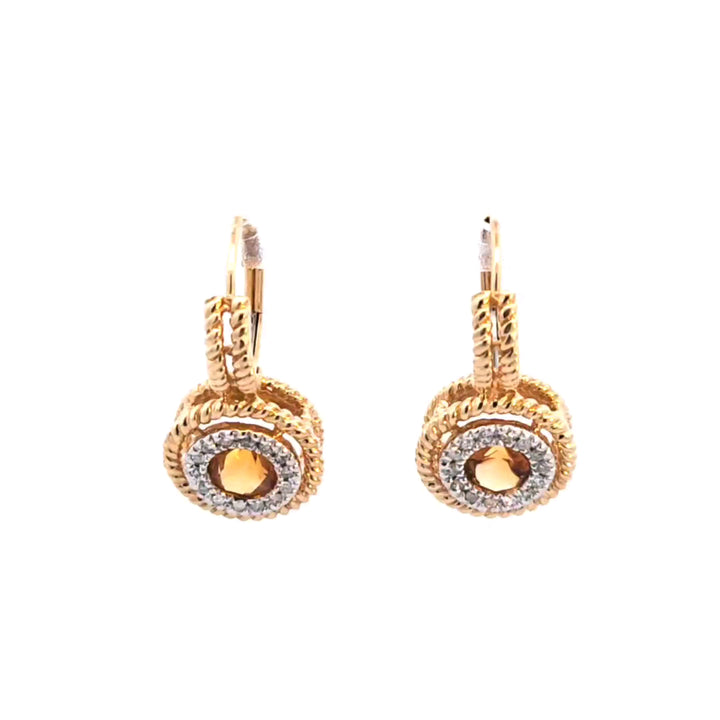 14KY Citrine and Diamond Earrings