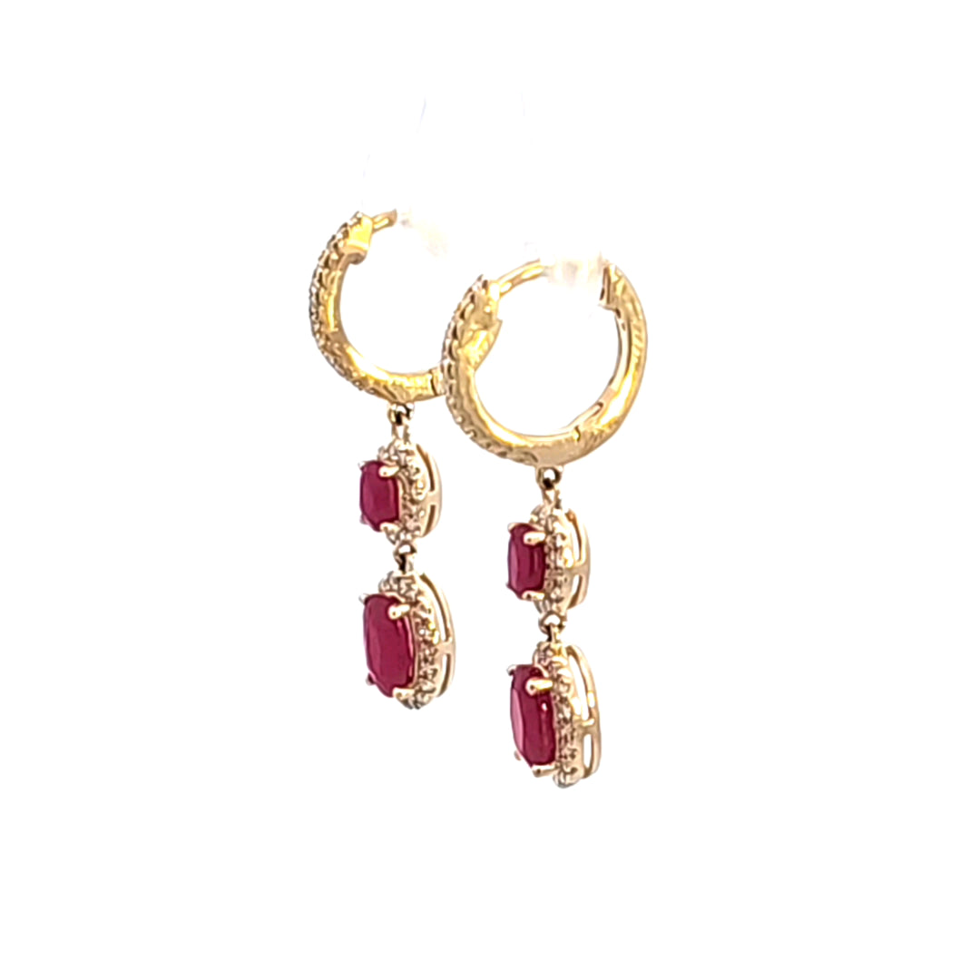 14KY Ruby and Diamond Drop Earrings