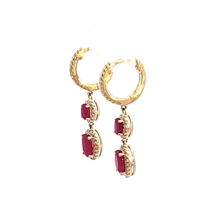 14KY Ruby and Diamond Drop Earrings