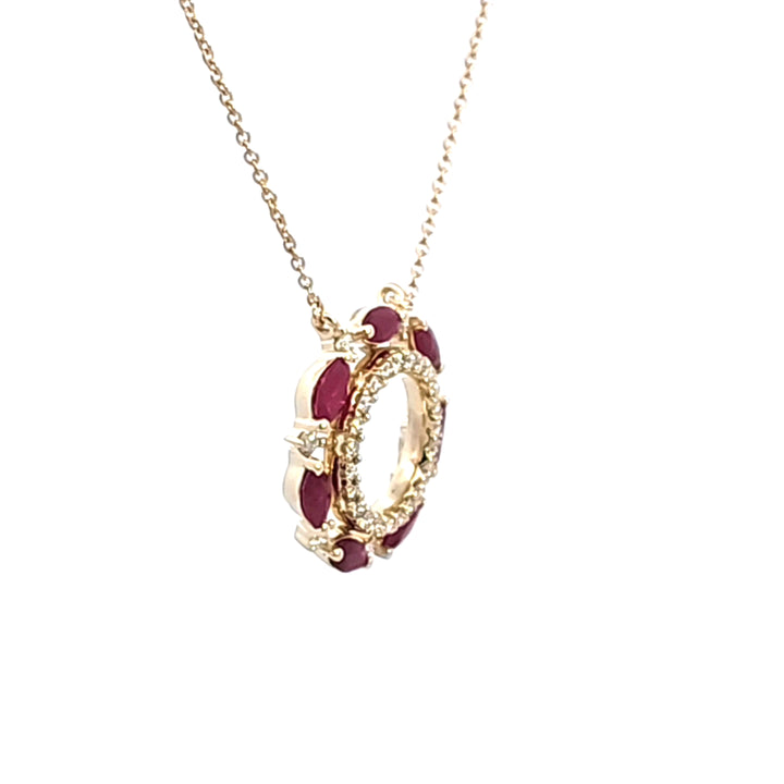 14KY Ruby and Diamond Circle Necklace