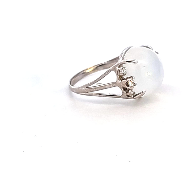 14KW Moonstone and Diamond Estate Ring