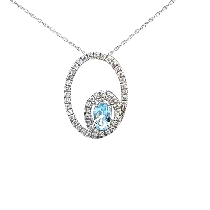 14KW Aquamarine and Diamond Pendant
