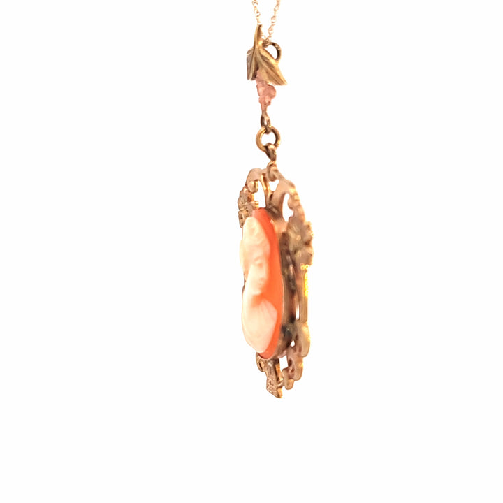 10KY Vintage Cameo Estate Pendant