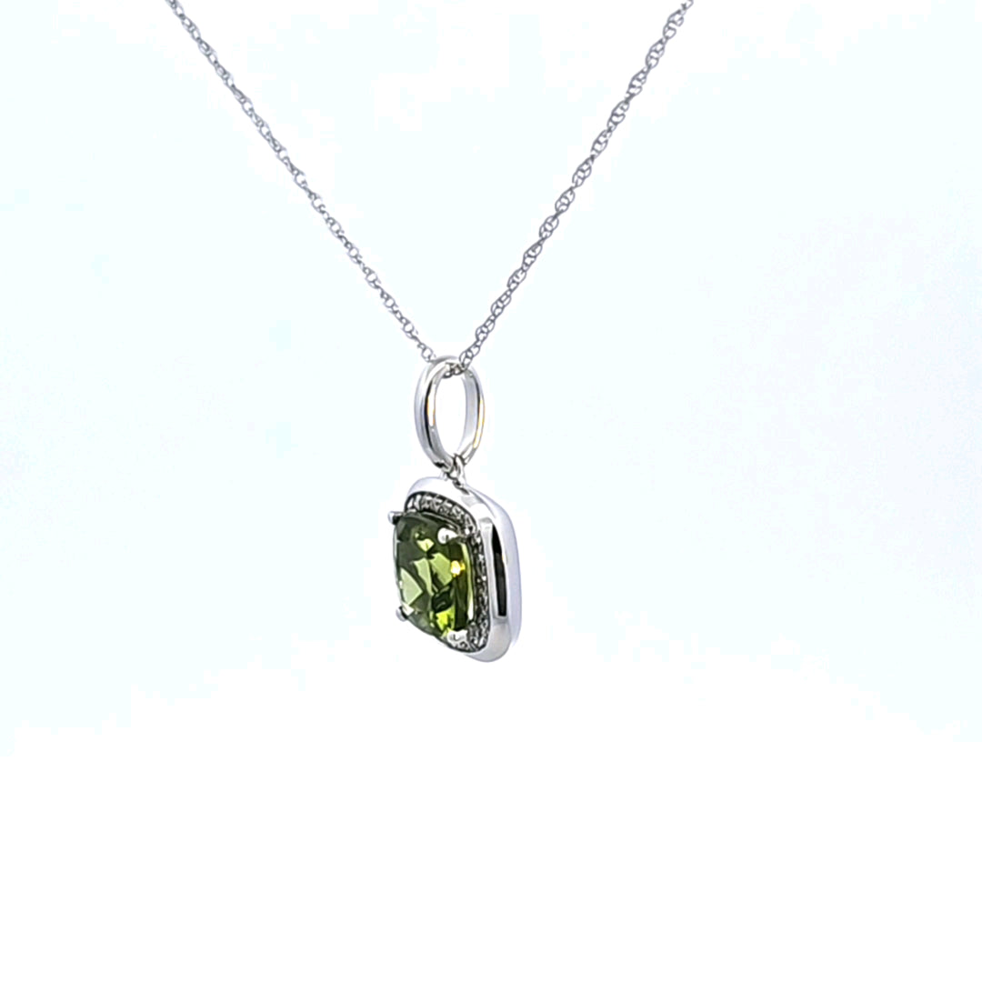 14KW Peridot and Diamond Pendant
