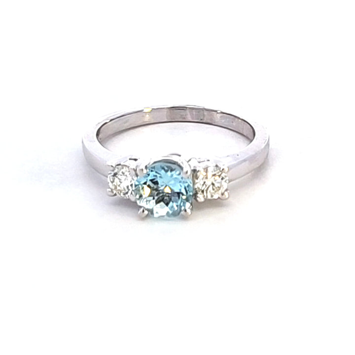 14KW Aquamarine and Diamond Ring